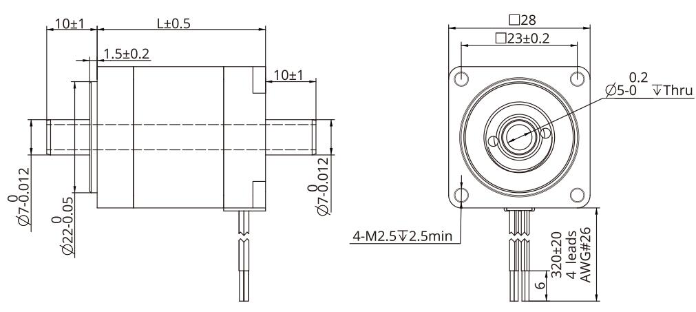 NEMA11 Hollow Shaft Stepper Motor, 28mm Stepper Motor